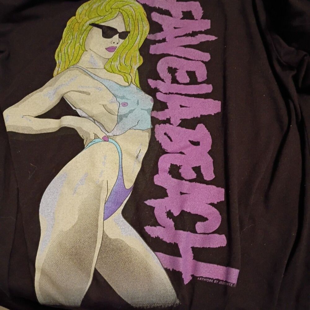 Vintage Favela Beach Graphic Tee Artwork By Jess Y2K Nightlife Size Medium